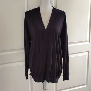 EcoSkin women's Medium dark gray pull over Criss Cross long sleeve top